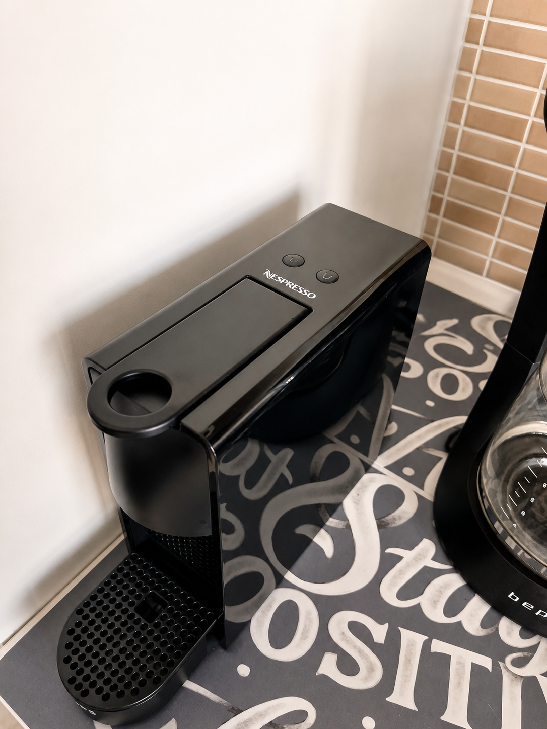 Nespresso machine on the kitchen counter